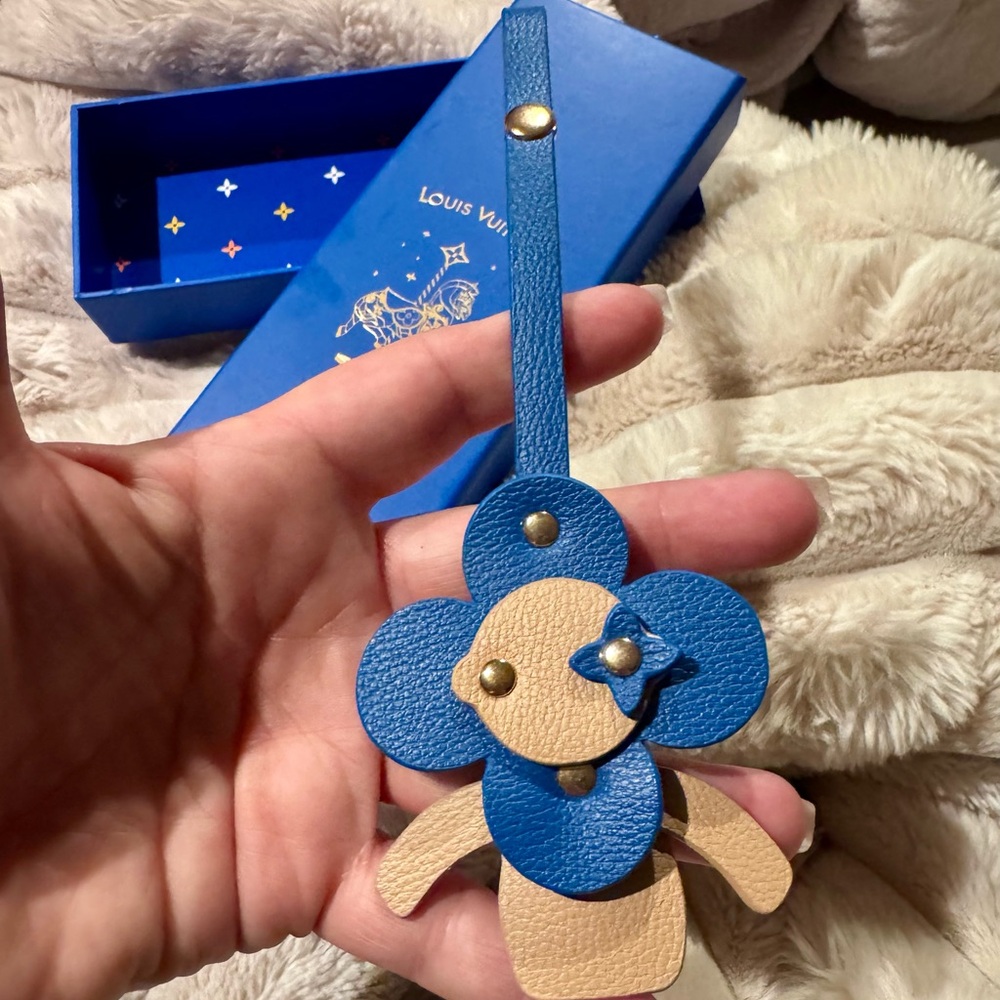 Louis Vuitton x Vivienne Westwood Blue & Tan Flower Keychain/Bag Tag